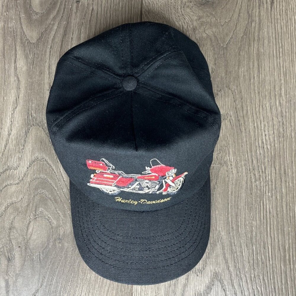 Harley-Davidson Motorcycle Strap Back Embroidered Hat - USA Made Ball Cap - Picture 8 of 12
